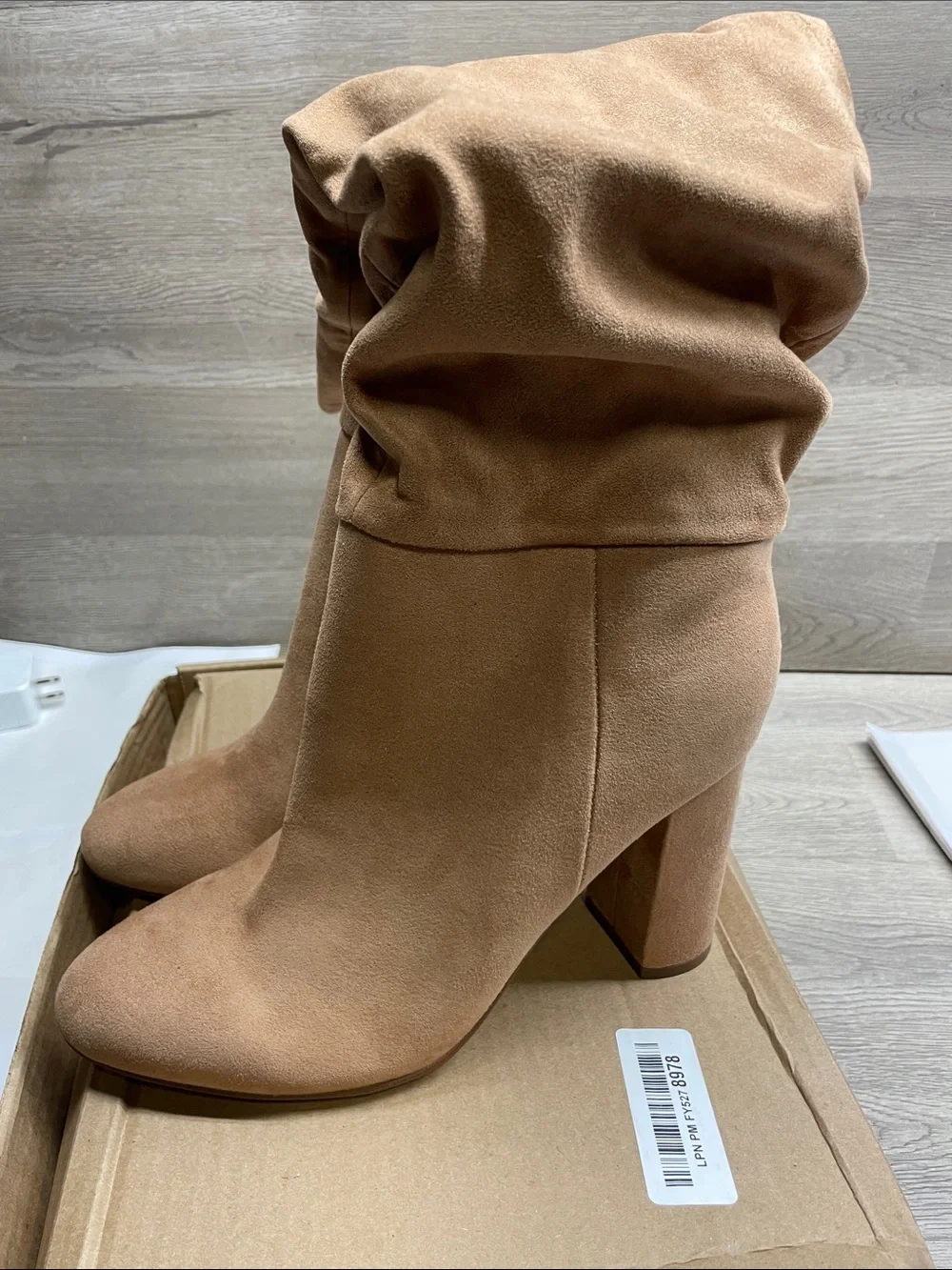 Over-the-Knee Stretch Suede Boots in Taupe #857